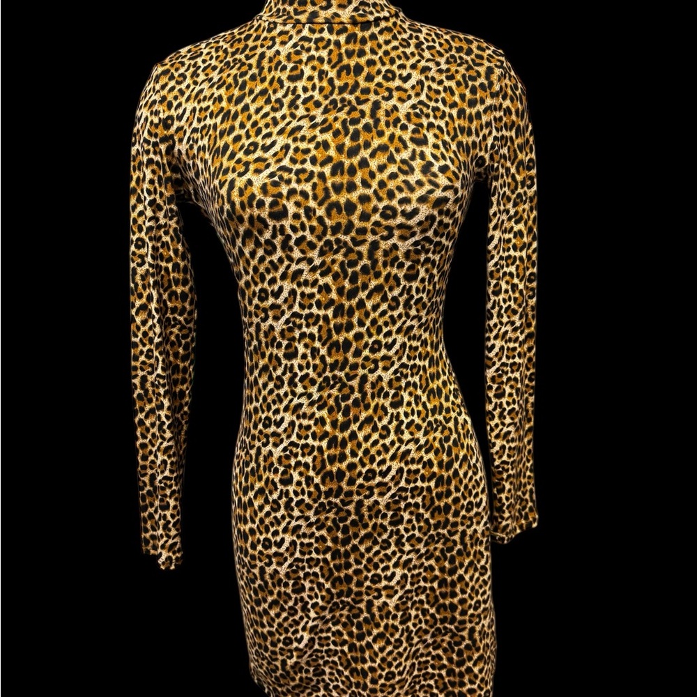 Leopard Print Long Sleeve Dress